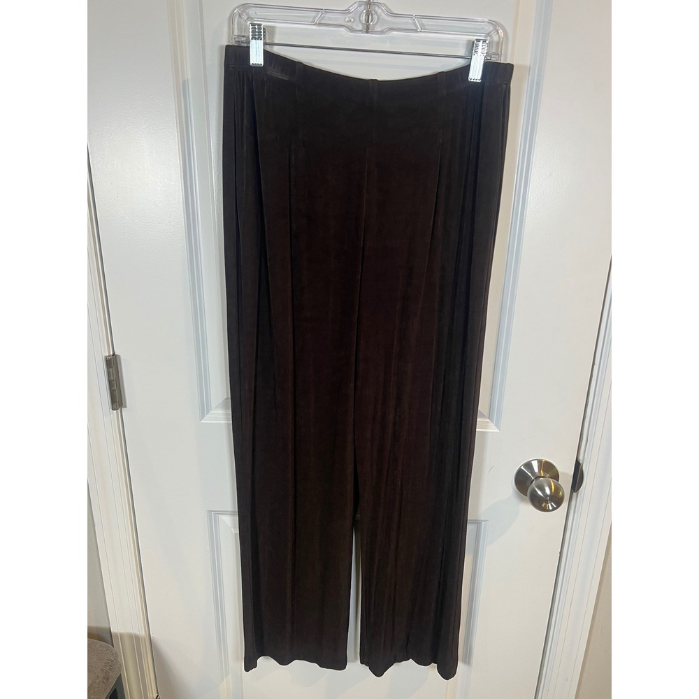 Chico's Women‎ Travelers Ribbed Wide Leg Pants Brown Size 3 Short
